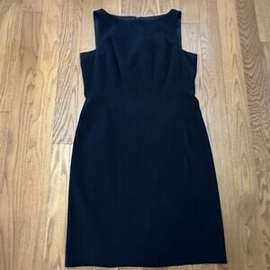 Ann Taylor Midi Dress Womens 12 Sheath Black Lined Cocktail Minimalist